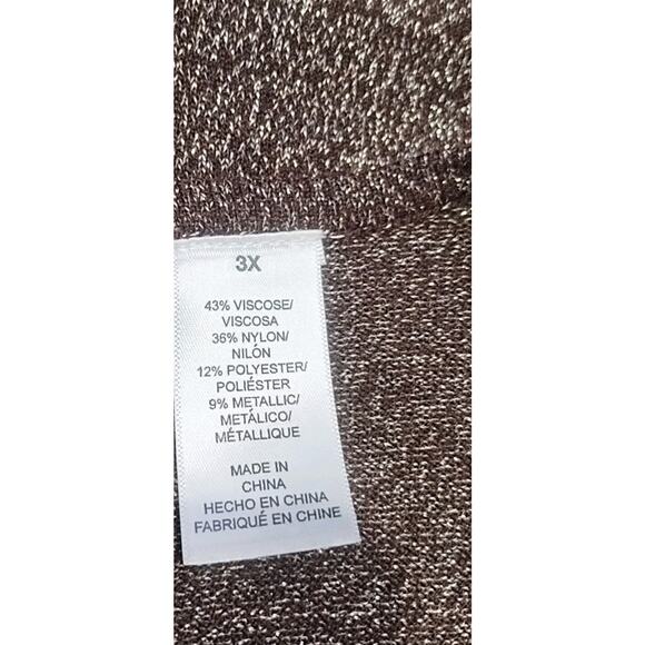 Alfred Dunner holiday metallic sweater Womens 3X brown gold tan beige pullover - Picture 6 of 6